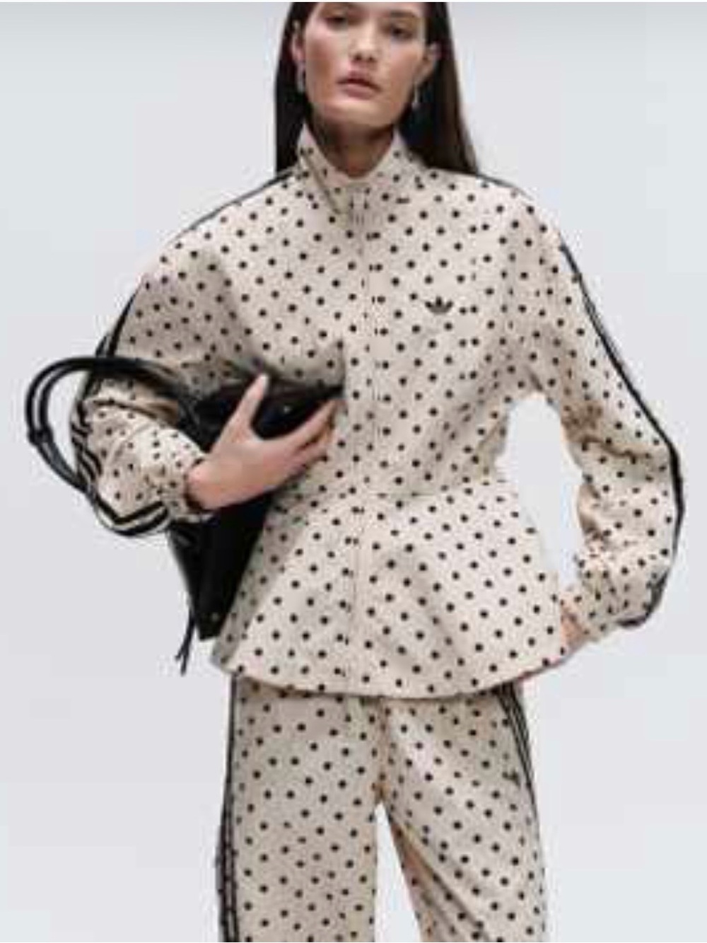 NWT adidas Originals x ASOS Polka dot peplum track jacket size M color Stone